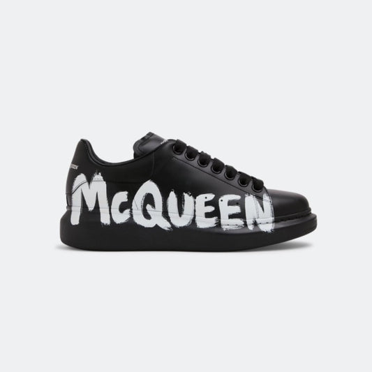 Alexander McQueen graffiti-logo print leather Black WOMENS