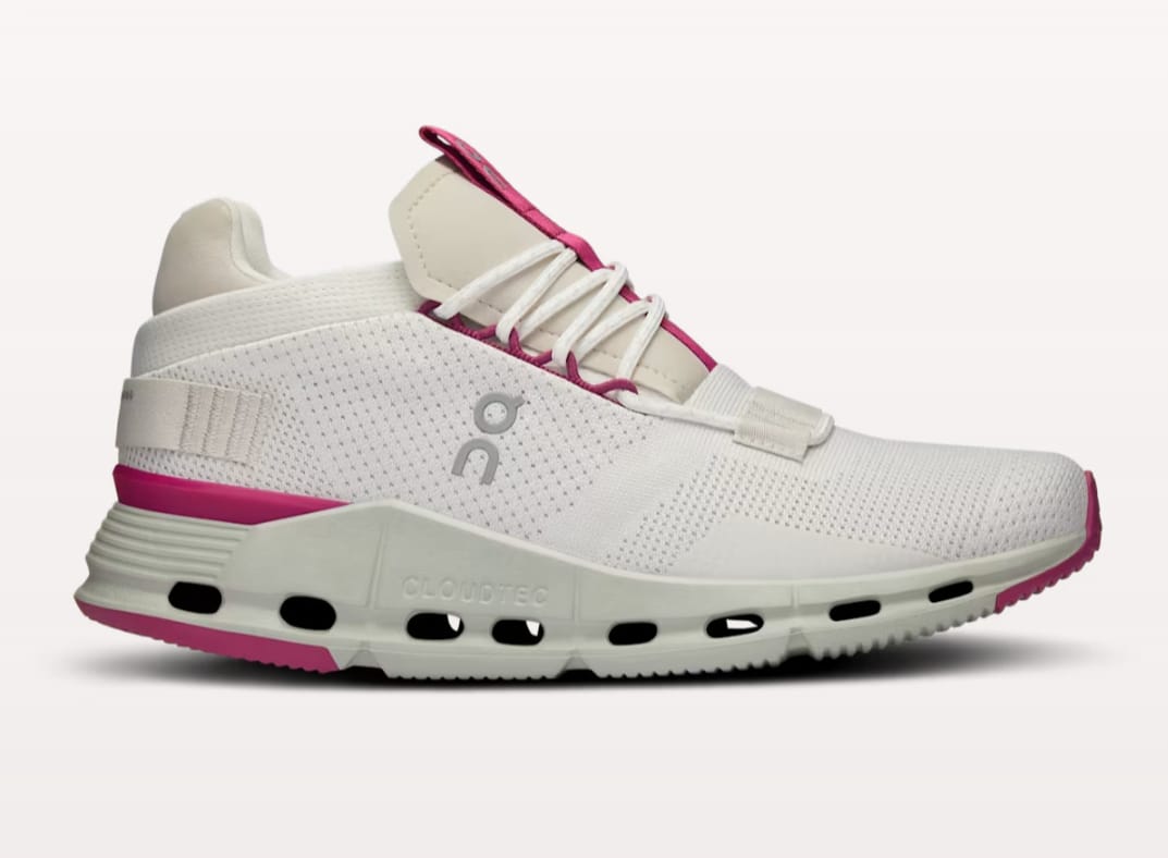 On running cloudnova white pink  WOMENS