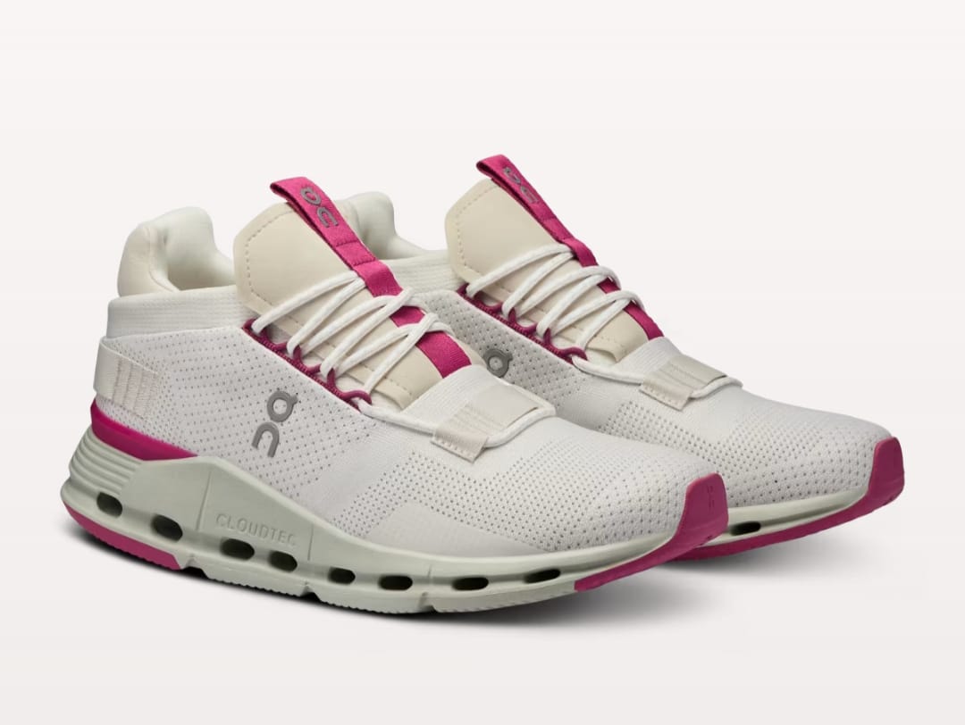 On running cloudnova white pink  WOMENS